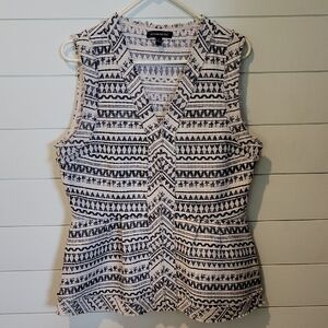 BANANA REPUBLIC JACQUARD KNIT TOP  14 BLACK/IVORY